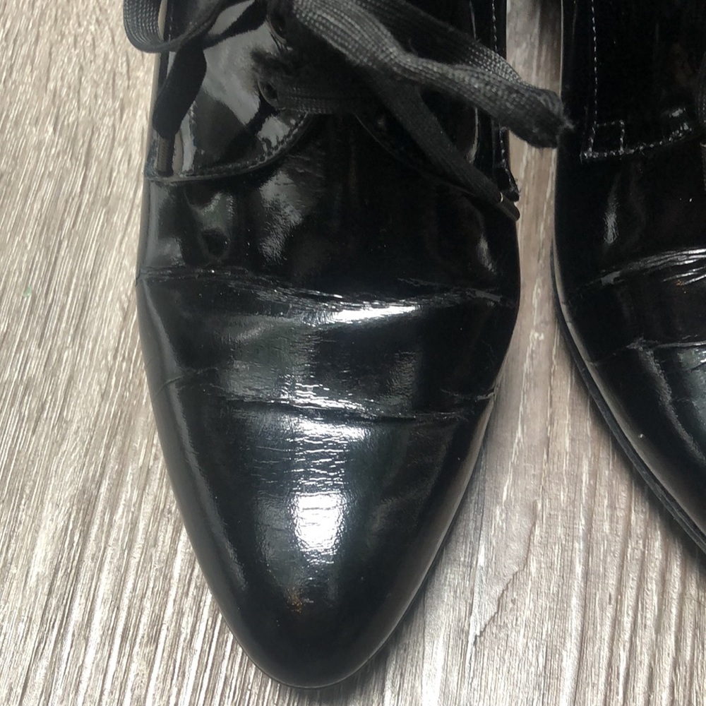 Robert Clergerie Patent Leather Oxford Lace-up Shoe Block Heel - Picture 11 of 12